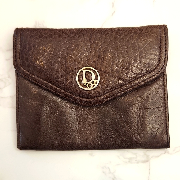 Authentic Christian Dior Vintage Leather Brown Coin Purse - Picture 1 of 10